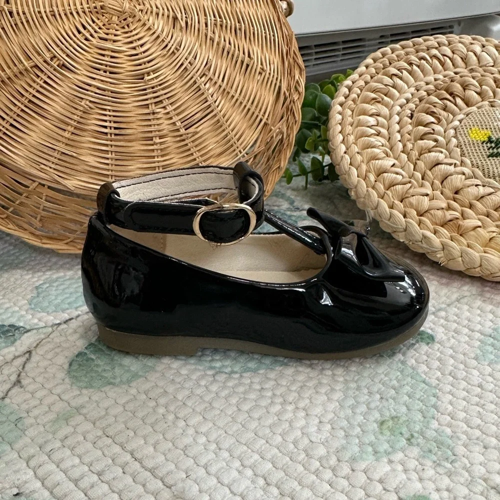 MG Baby Toddler Girl’s Black Bow Knot Mary Jane Dress Shoes Size 6